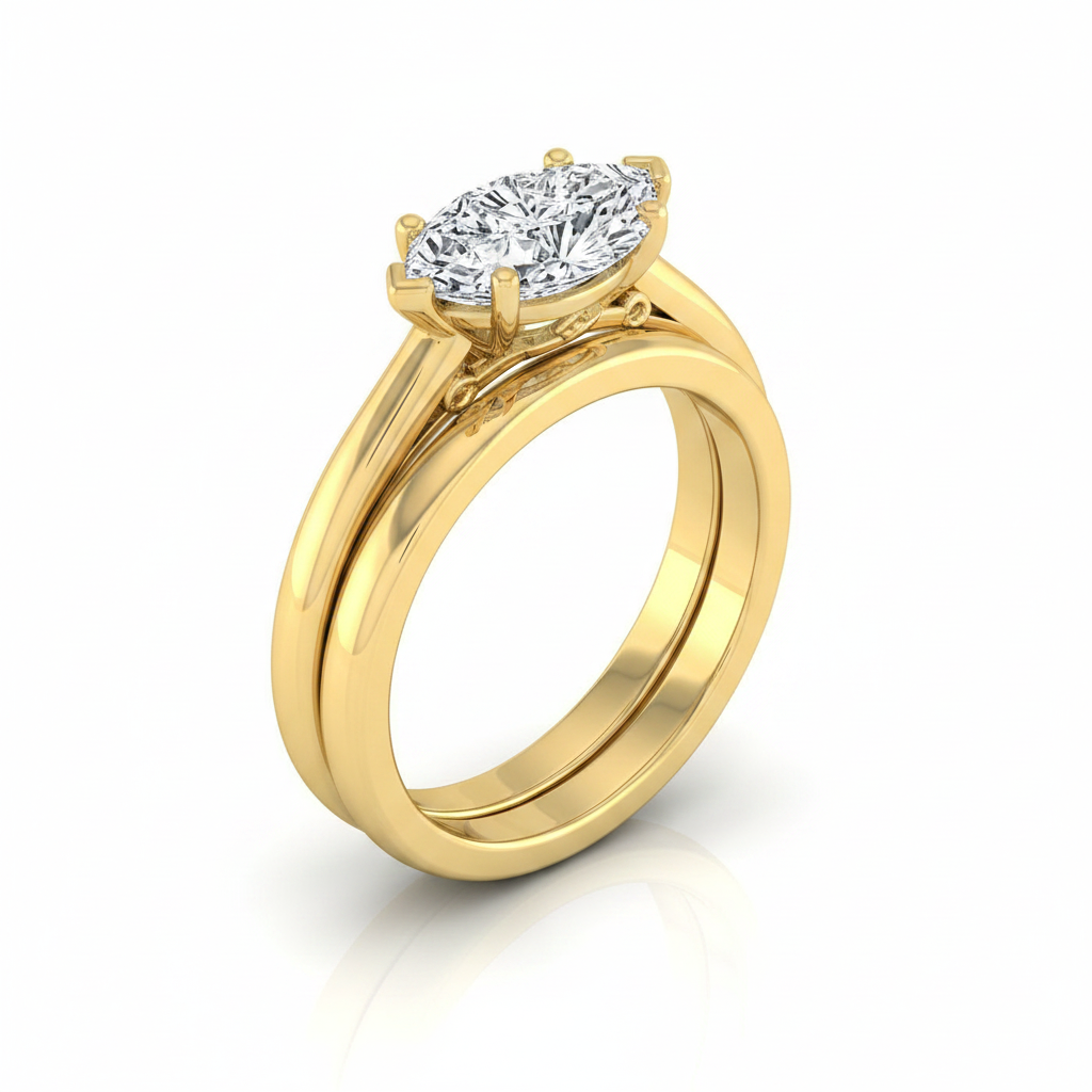 The Rio Matching Wedding Band, Marquise in 18K Yellow Gold