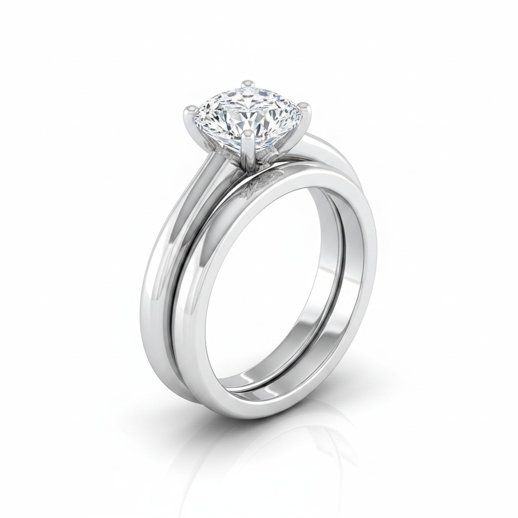 The Rio Matching Wedding Band, Cushion in Platinum