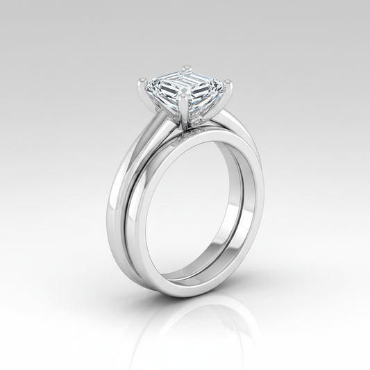 The Rio Matching Wedding Band, Emerald in Platinum