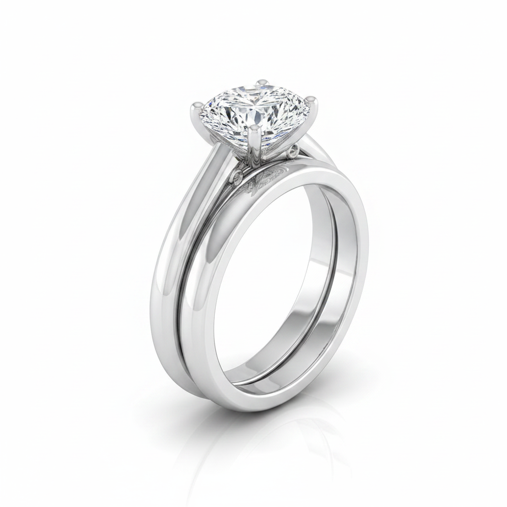 The Rio Matching Wedding Band, Pear in Platinum