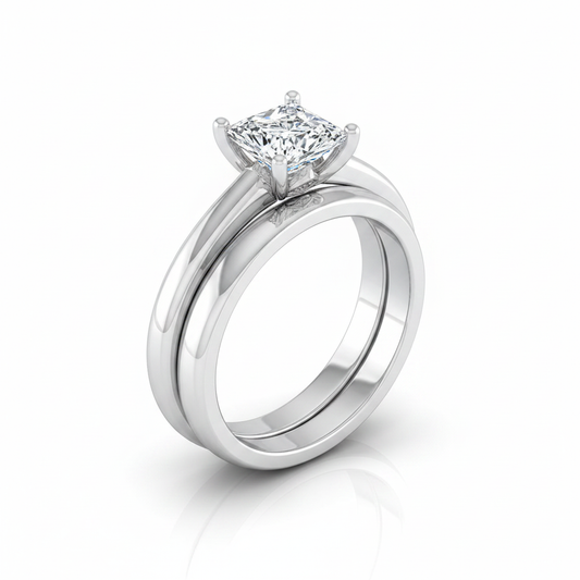 The Rio Matching Wedding Band, Princess in Platinum