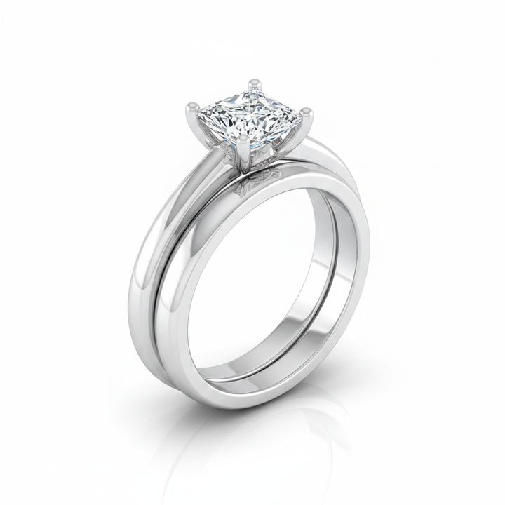 The Rio Matching Wedding Band, Princess in Platinum | RockHer