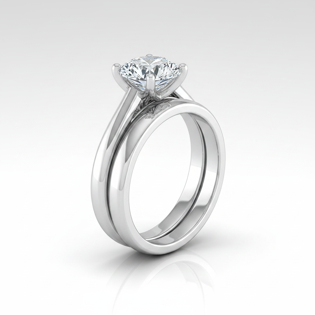 The Rio Matching Wedding Band, Round in Platinum