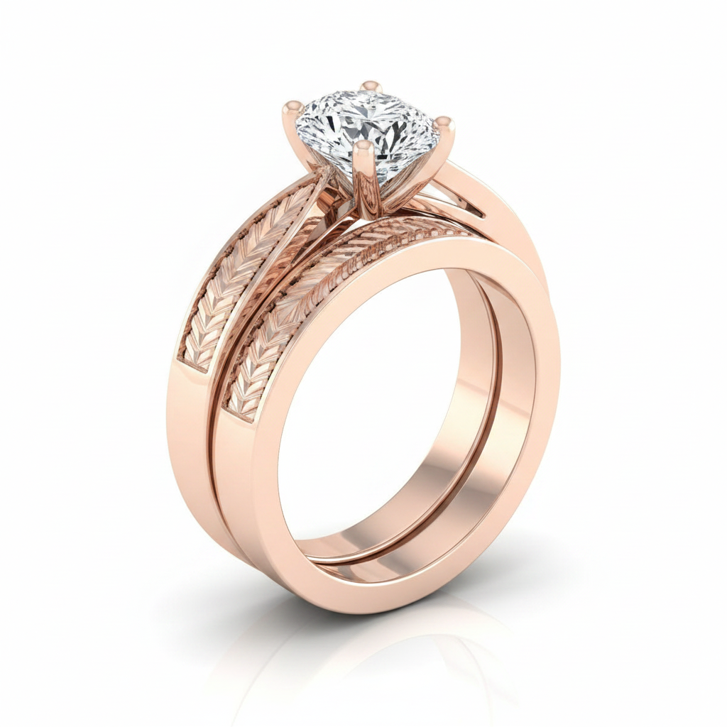 The Roberta Matching Wedding Band, Oval in 14K Rose Gold