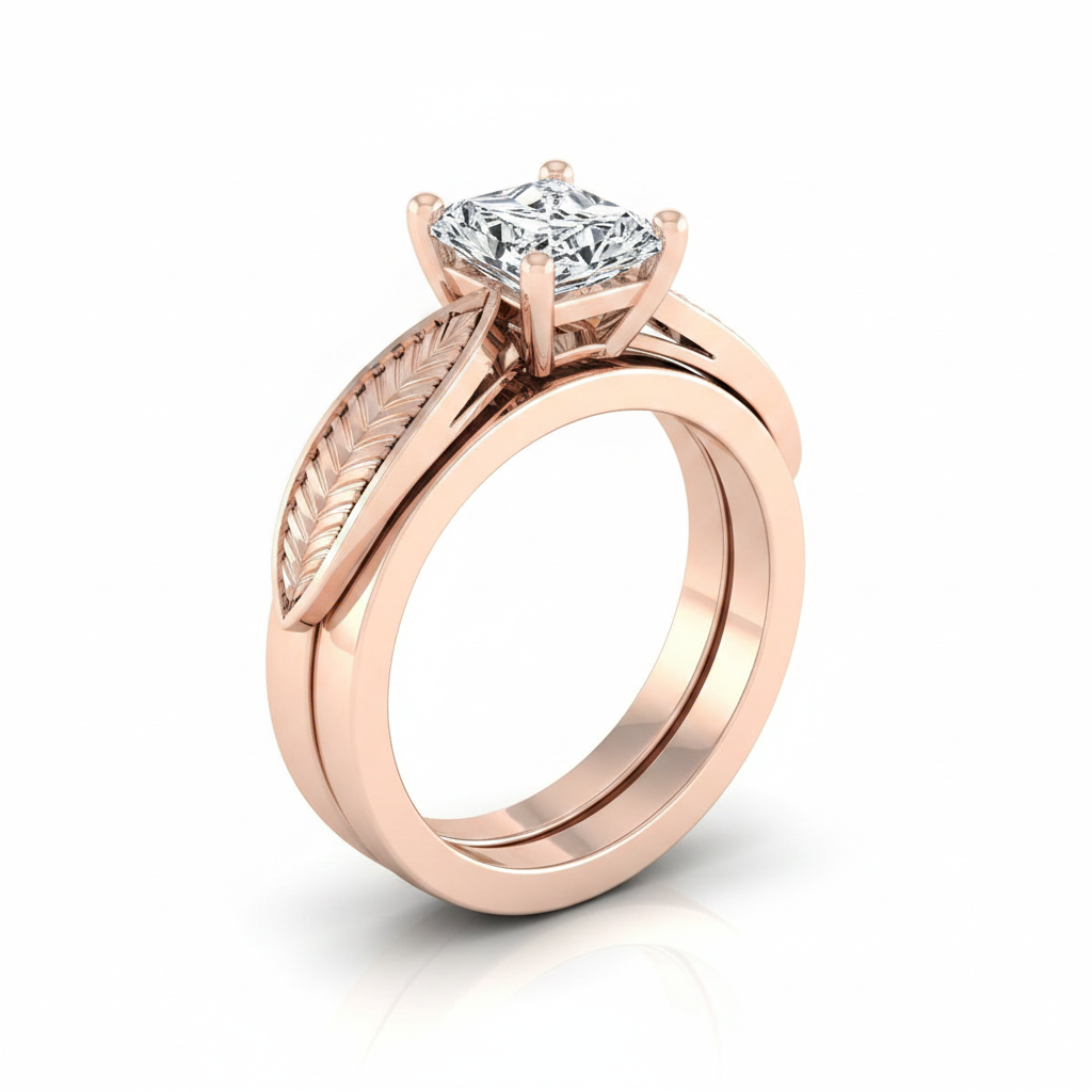The Roberta Matching Wedding Band, Radiant in 14K Rose Gold