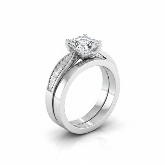 The Roberta Matching Wedding Band, Asscher in 18K White Gold