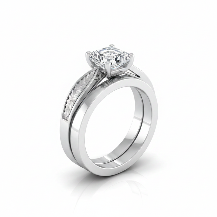 The Roberta Matching Wedding Band, Asscher in 18K White Gold | RockHer