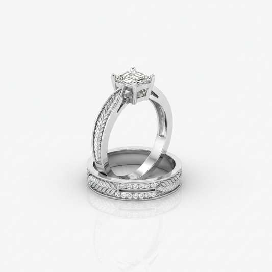 The Roberta Matching Wedding Band, Emerald in 18K White Gold