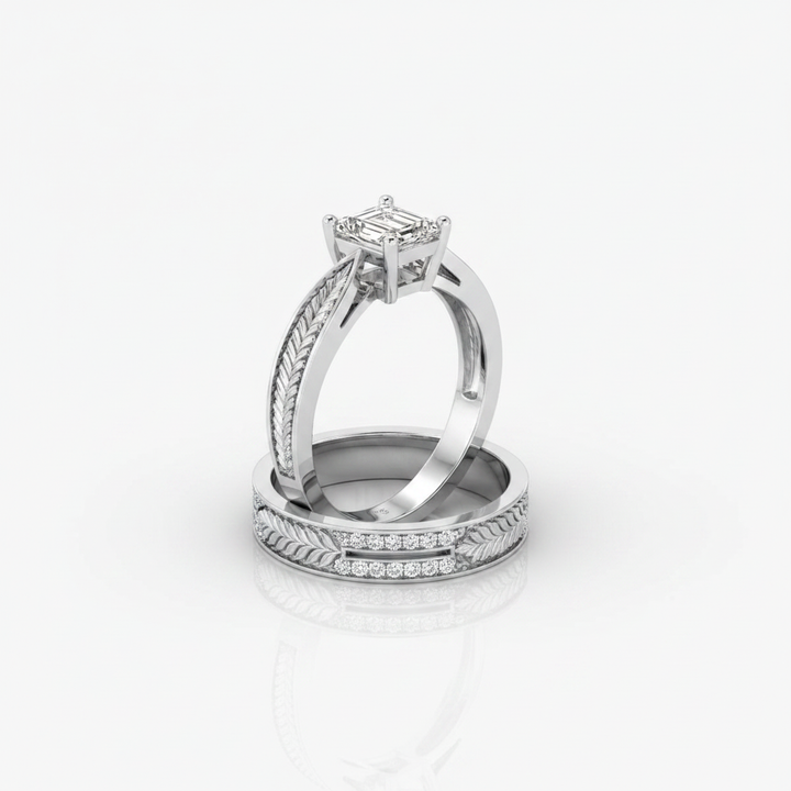 The Roberta Matching Wedding Band, Emerald in 18K White Gold | RockHer