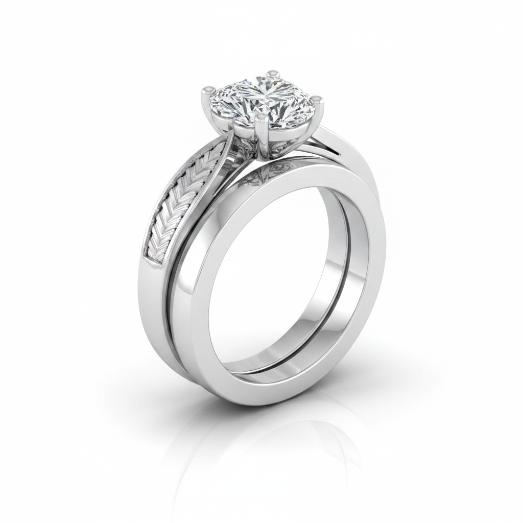 The Roberta Matching Wedding Band, Heart in 18K White Gold