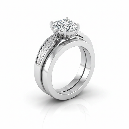 The Roberta Matching Wedding Band, Heart in 18K White Gold