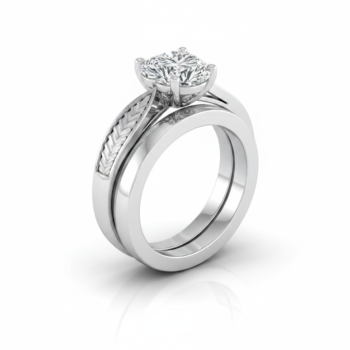 The Roberta Matching Wedding Band, Heart in 18K White Gold | RockHer