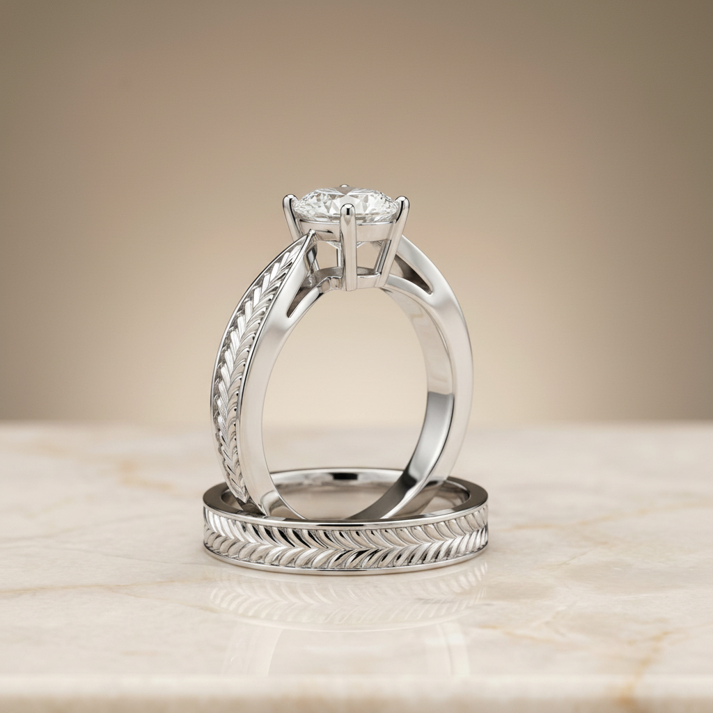 The Roberta Matching Wedding Band, Oval in 18K White Gold