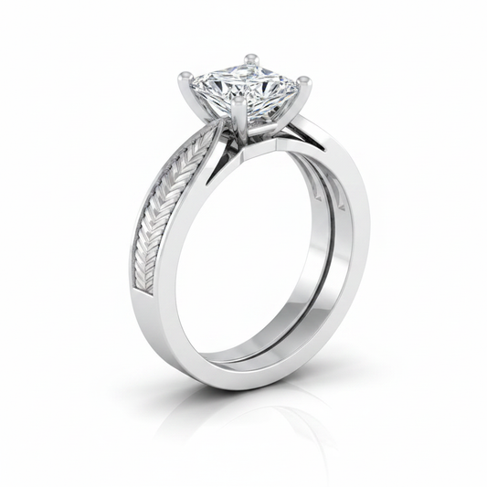 The Roberta Matching Wedding Band, Princess in 18K White Gold