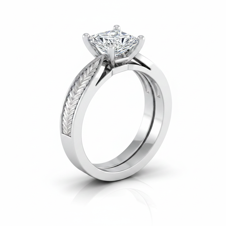 The Roberta Matching Wedding Band, Princess in 18K White Gold | RockHer