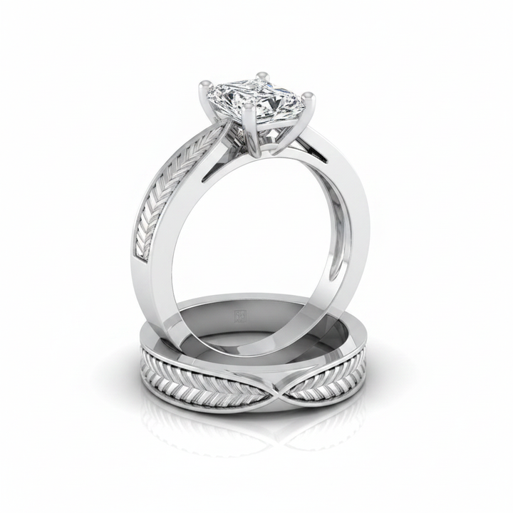 The Roberta Matching Wedding Band, Radiant in 18K White Gold | RockHer