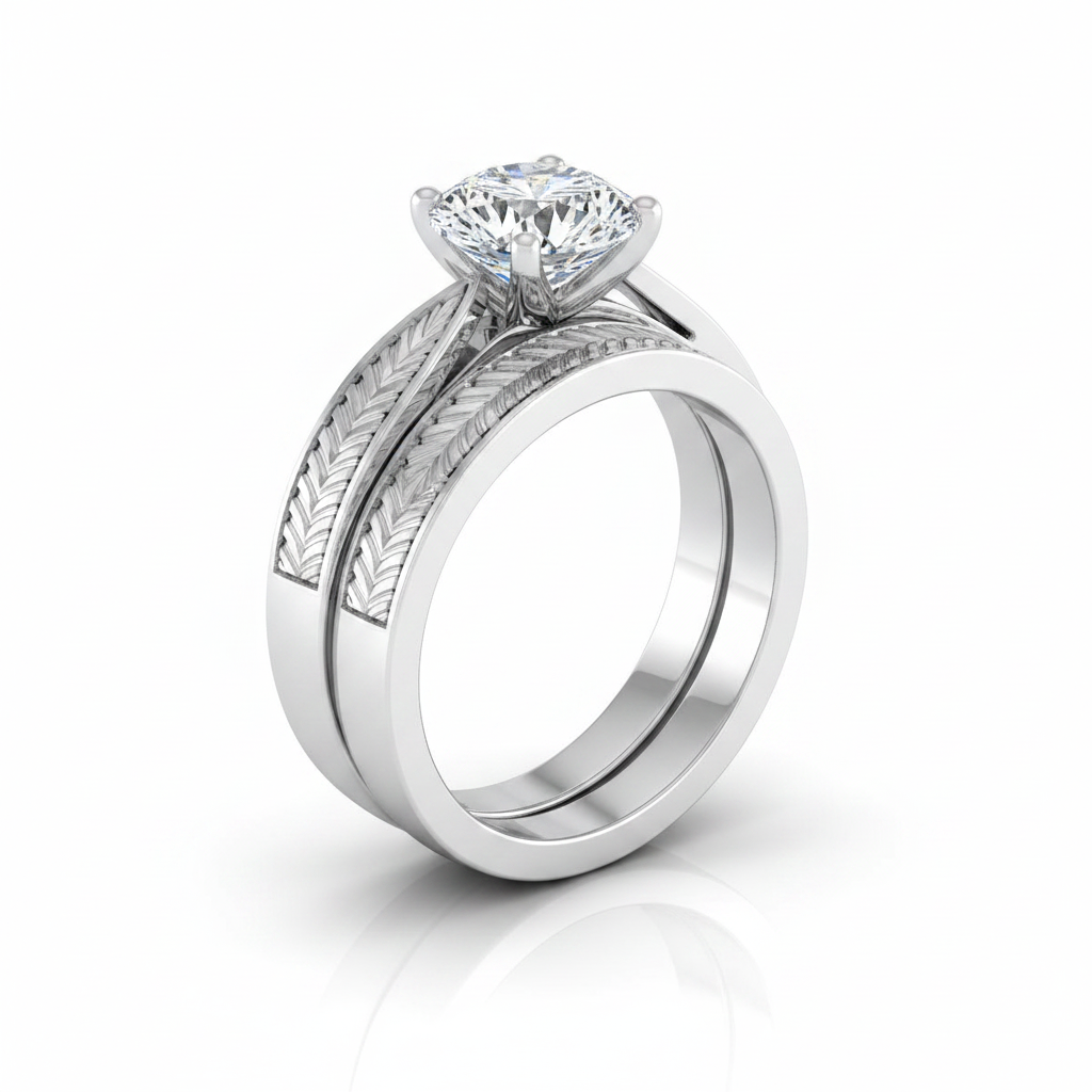 The Roberta Matching Wedding Band, Round in 18K White Gold