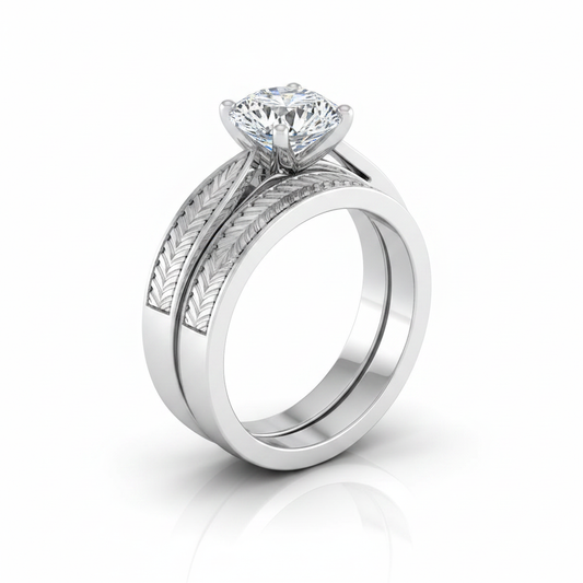 The Roberta Matching Wedding Band, Round in 18K White Gold