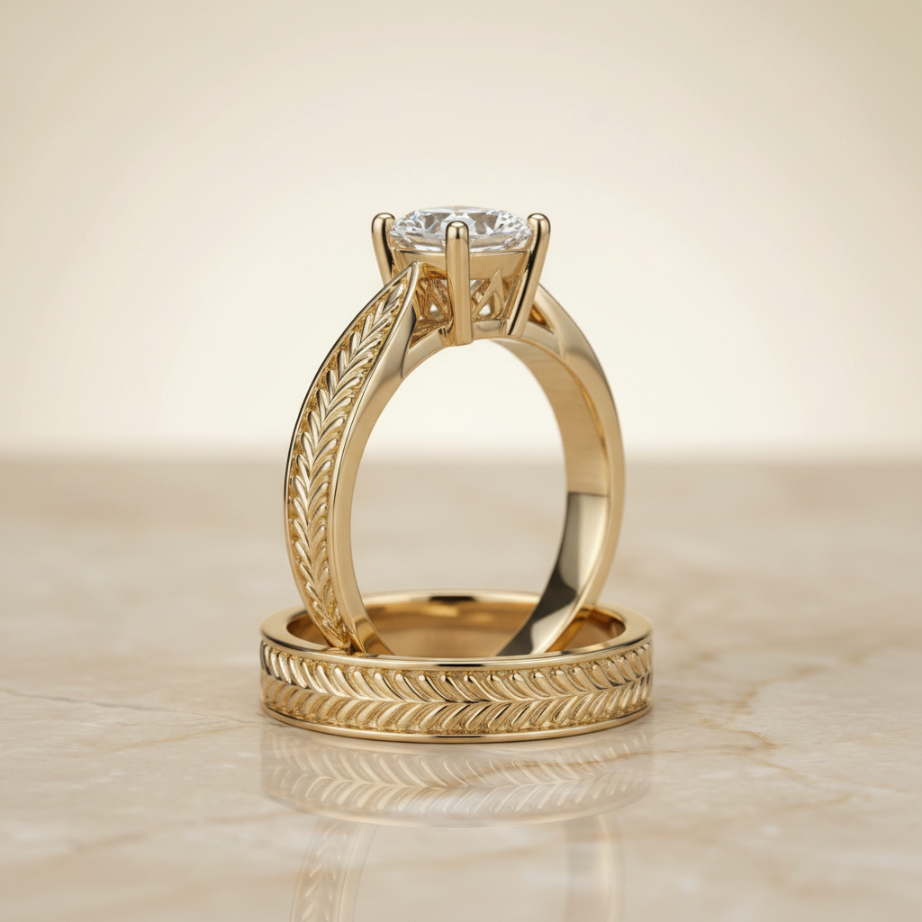 The Roberta Matching Wedding Band, Cushion in 18K Yellow Gold