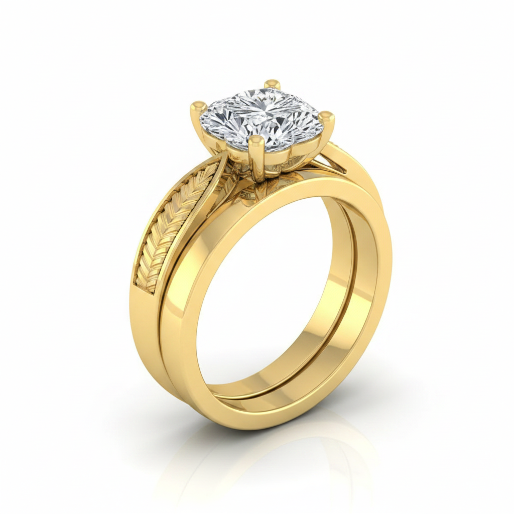 The Roberta Matching Wedding Band, Heart in 18K Yellow Gold