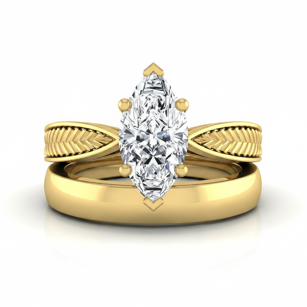 The Roberta Matching Wedding Band, Marquise in 18K Yellow Gold