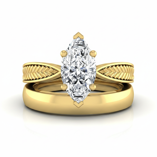 The Roberta Matching Wedding Band, Marquise in 18K Yellow Gold