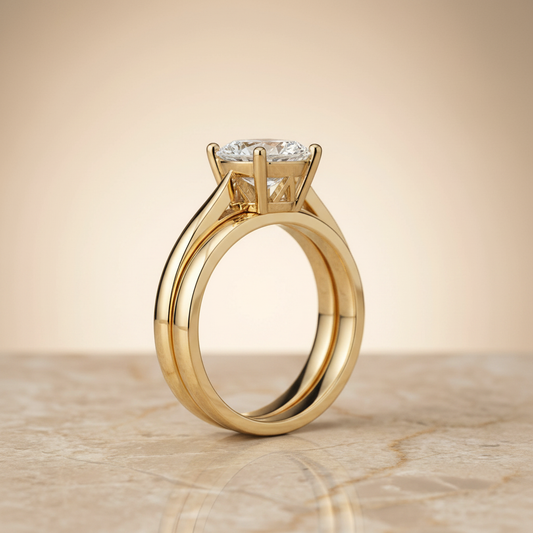 The Roberta Matching Wedding Band, Oval in 18K Yellow Gold