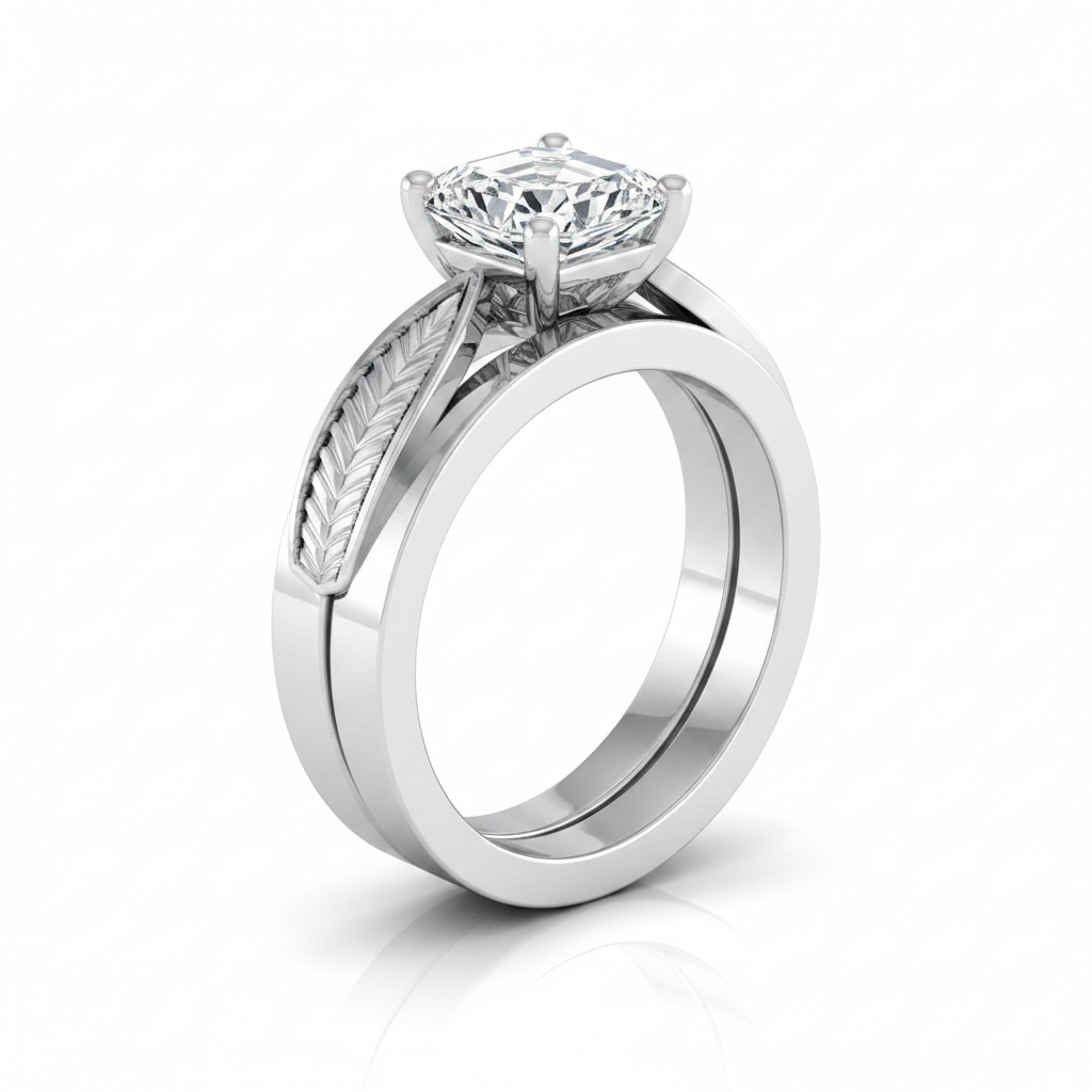 The Roberta Matching Wedding Band, Asscher in Platinum