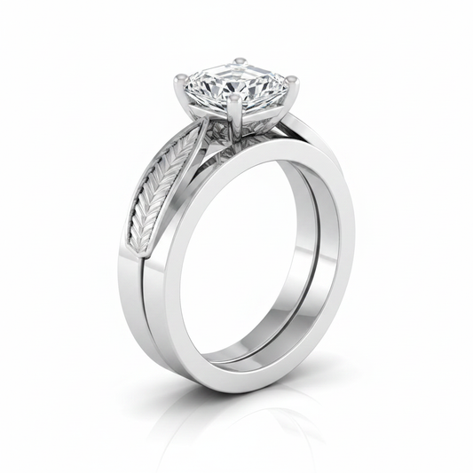 The Roberta Matching Wedding Band, Asscher in Platinum