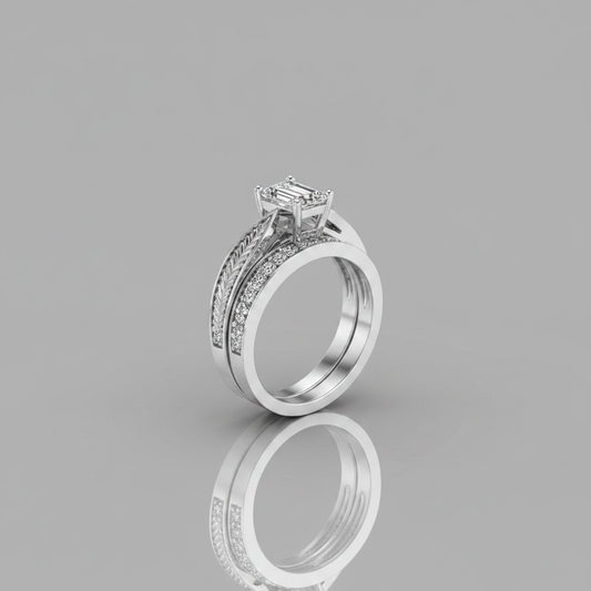 The Roberta Matching Wedding Band, Emerald in Platinum