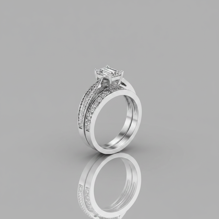 The Roberta Matching Wedding Band, Emerald in Platinum | RockHer