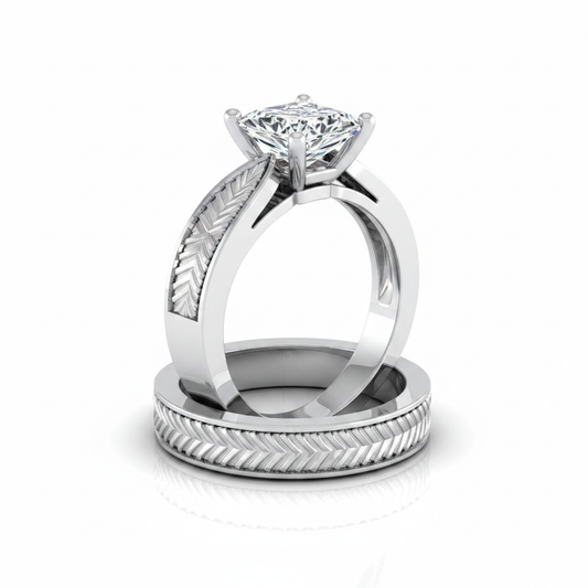 The Roberta Matching Wedding Band, Princess in Platinum