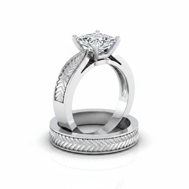 The Roberta Matching Wedding Band, Princess in Platinum | RockHer