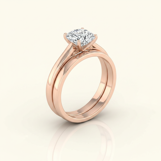 The Rosalie Matching Wedding Band, Cushion in 14K Rose Gold