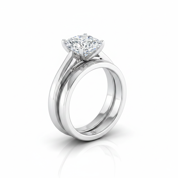 The Rosalie Matching Wedding Band, Cushion in 18K White Gold | RockHer