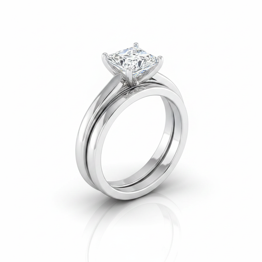 The Rosalie Matching Wedding Band, Princess in 18K White Gold