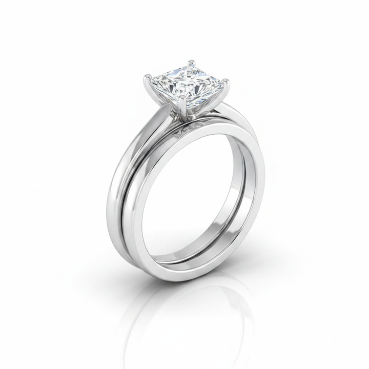 The Rosalie Matching Wedding Band, Princess in 18K White Gold | RockHer