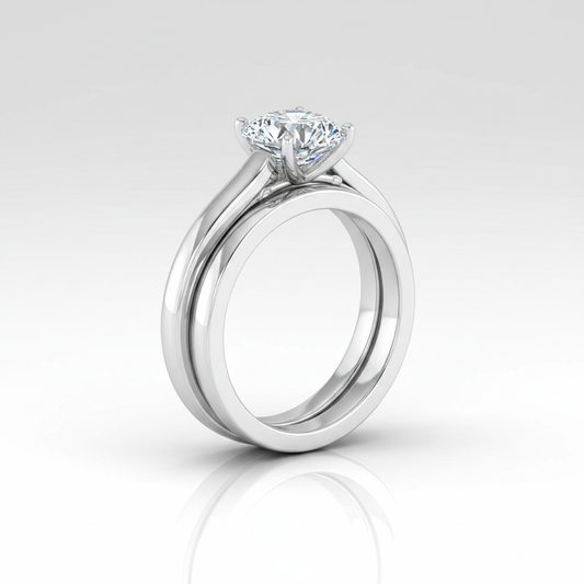 The Rosalie Matching Wedding Band, Round in 18K White Gold
