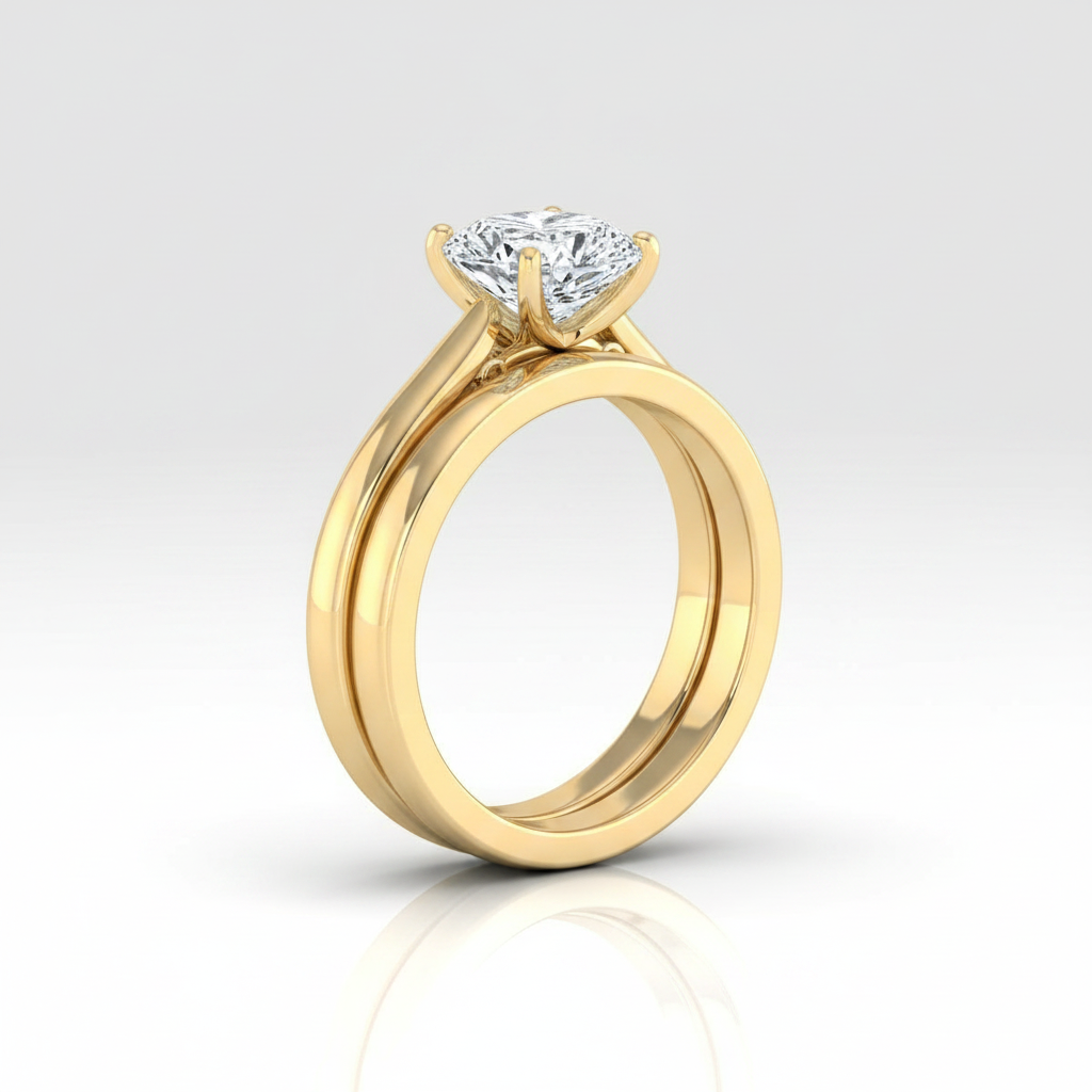 The Rosalie Matching Wedding Band, Cushion in 18K Yellow Gold