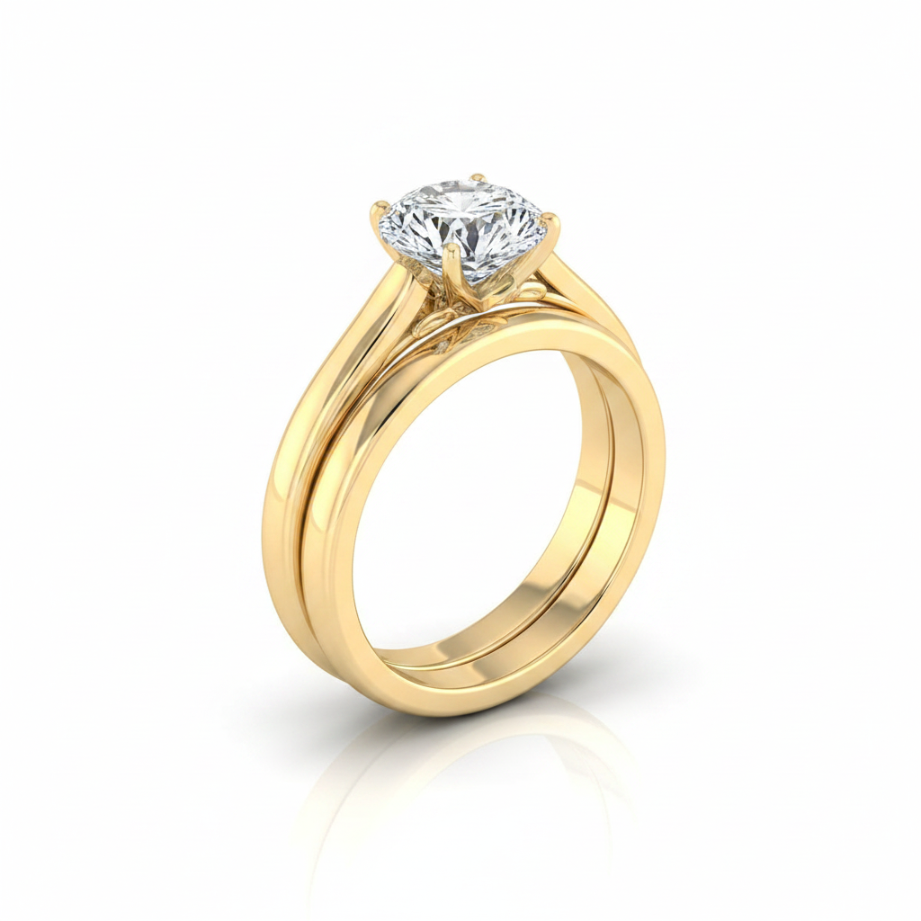 The Rosalie Matching Wedding Band, Round in 18K Yellow Gold