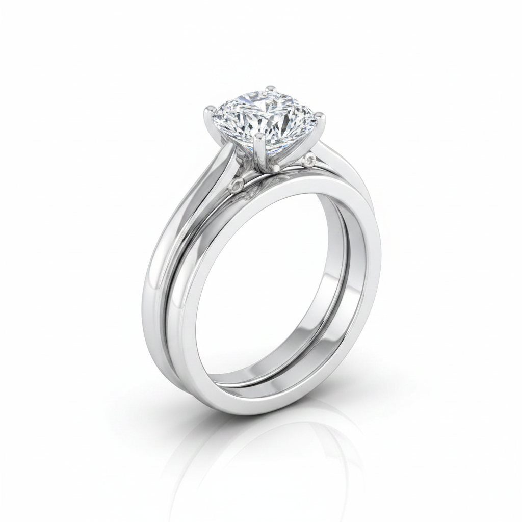 The Rosalie Matching Wedding Band, Cushion in Platinum