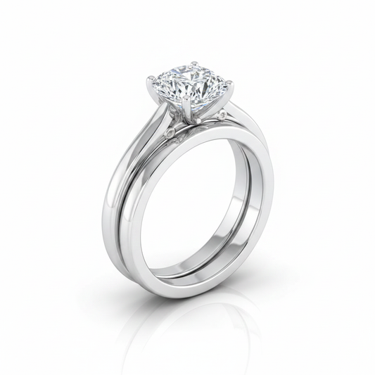 The Rosalie Matching Wedding Band, Cushion in Platinum