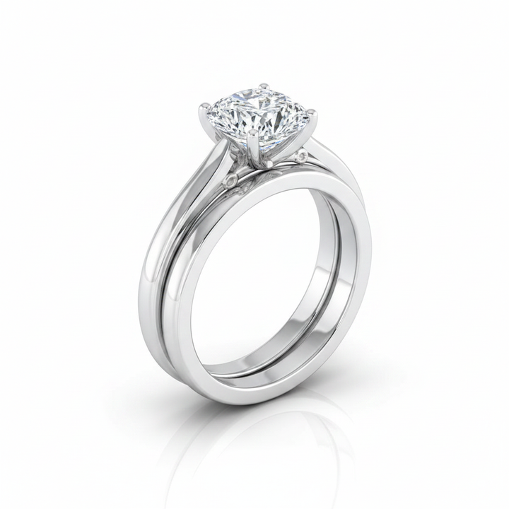 The Rosalie Matching Wedding Band, Cushion in Platinum | RockHer