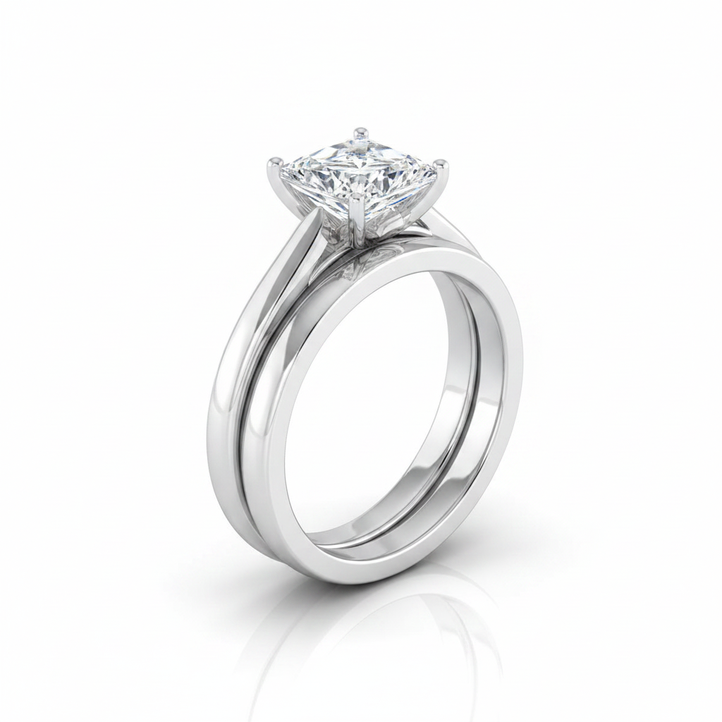 The Rosalie Matching Wedding Band, Princess in Platinum