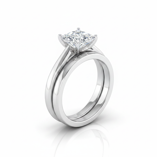 The Rosalie Matching Wedding Band, Princess in Platinum