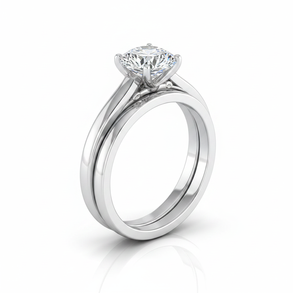 The Rosalie Matching Wedding Band, Round in Platinum