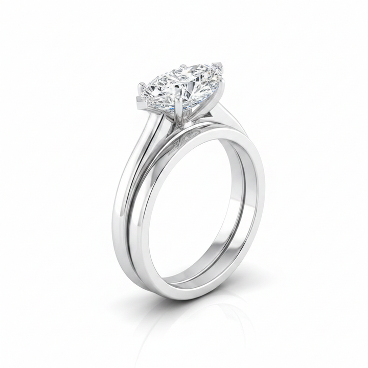 The Rosanna Matching Wedding Band, Marquise in 18K White Gold | RockHer