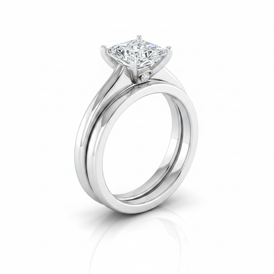 The Rosanna Matching Wedding Band, Princess in 18K White Gold