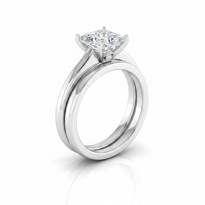 The Rosanna Matching Wedding Band, Princess in 18K White Gold | RockHer