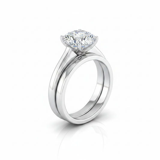 The Rosanna Matching Wedding Band, Round in 18K White Gold